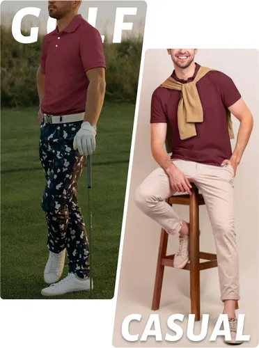 Vista 7 de TACVASEN Camisa de golf para hombre Dry Fit Polo de manga corta de rendimiento Polos de golf para hombres con cuello camisas de trabajo