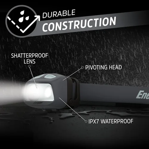 Vista 3 de Energizer Linterna frontal LED HDL40, 500 lúmenes, IPX7 impermeable, linterna frontal multicolor, luz manos libres, baterías incluidas