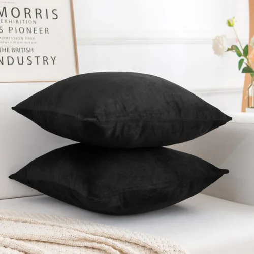 Vista 5 de Juego de 2 fundas de almohada decorativas de terciopelo, funda de cojín cuadrada suave para decoración del hogar para sala de estar, sofá o cama