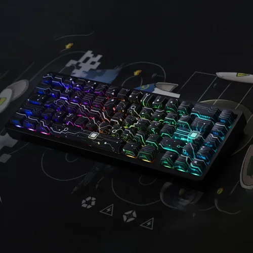 Vista 3 de Custom PBT Keycaps, Cool Modern Technology Style Keyboard Key caps(Black)