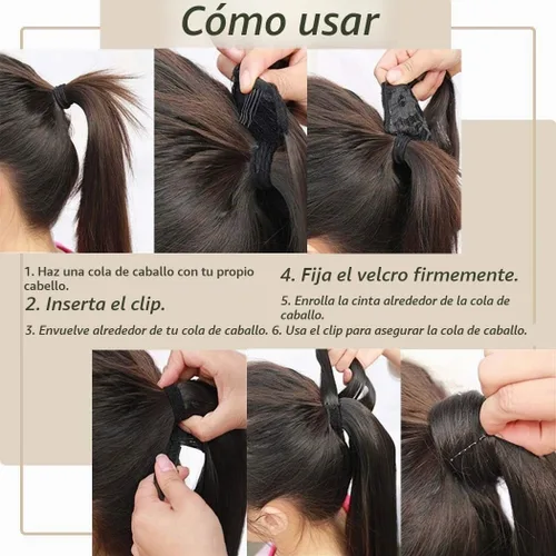 Vista 4 de Gangel Extensión de pelo de cola de caballo roja, colas de caballo rectas, extensiones de cabello sintético con clip, extensiones de cabello largo