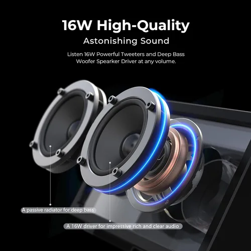 Vista 2 de JAYINE Altavoz Bluetooth portátil de casete, altavoces minimalistas de 16 W, Bluetooth inalámbrico potente, sonido potente HD y amplia Negro