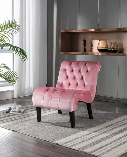 Vista 13 de Sillón decorativo de terciopelo para sala de estar, silla de ocio moderna con respaldo copetudo, silla auxiliar sin brazos para interiores, sillas
