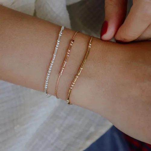Vista 3 de JoycuFF - Brazaletes inspiradores con código morse grabado de mantras motivadores, para mujer, con cuentas de plata, para regalo