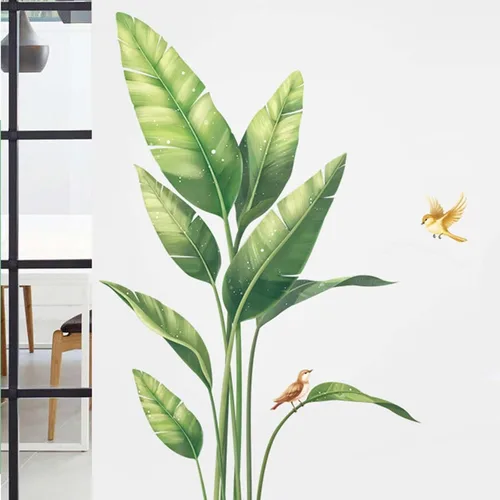 Vista 11 de Efavormart - Calcomanías de pared con hojas de palmera tropicales verdes, calcomanías removibles