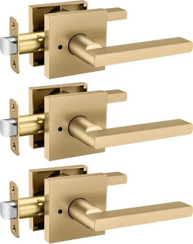 Vista 21 de Goldenwarm Manijas de puerta de oro cepillado para interiores, manijas