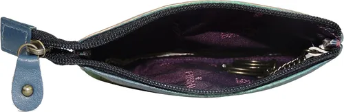Vista 3 de Anuschka Bolsa de piel auténtica pintada a mano para mujer, con cremallera, 2 llaveros