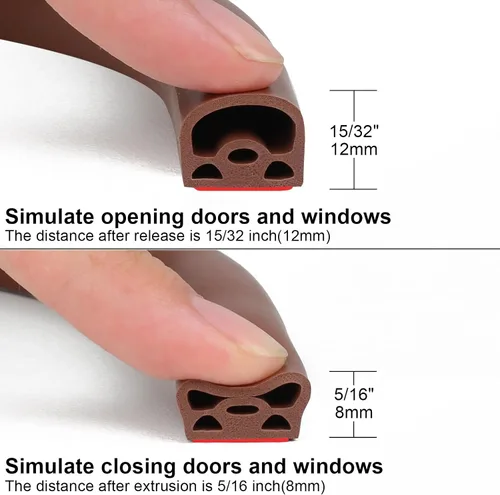 Vista 4 de Benory Tira de sellado de silicona para puertas y ventanas, burlete autoadhesivo para sellar espacios grandes Marrón