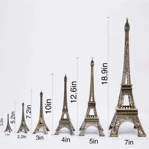 Vista 6 de Estatua de la torre Eiffel hecha a mano de metal para decoración de oficina en casa regalo coleccionable (A)