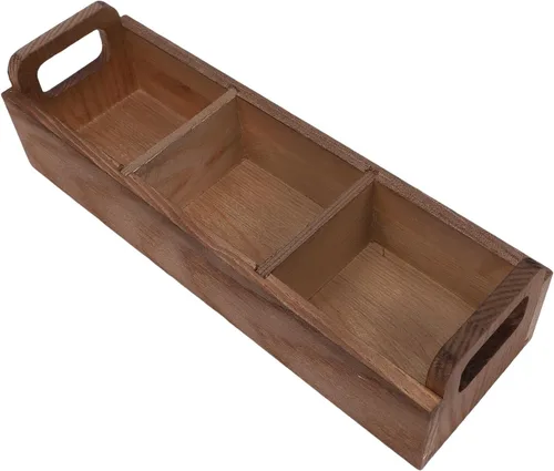 Vista 3 de Tea Bag Organizer 3 Compartments Pine Wood with Handles