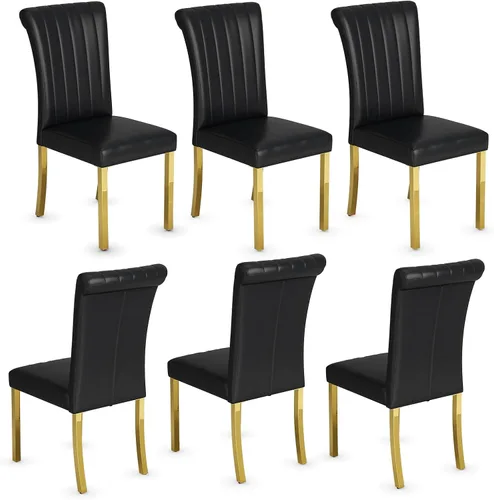Vista 39 de Asday Upholstered Dining Chairs Set of 2, High Back Fabric Chairs, Beige Linen Fabric, High Back, Black Metal Legs