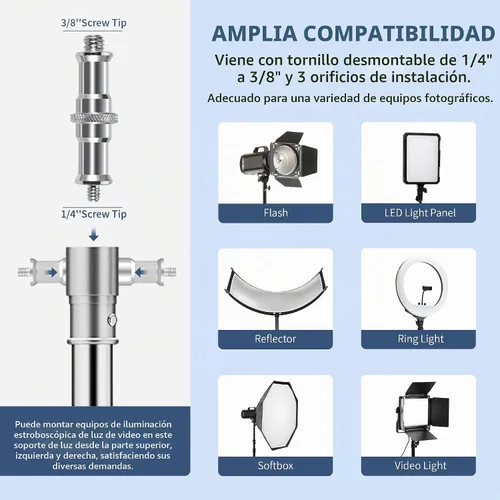 Vista 5 de Kate - Soporte de luz resistente de 10.8 pies con ruedas para Softbox, Monolight Soporte de luz profesional ajustable de acero inoxidable