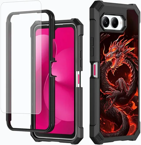 Vista 63 de Funda para T-Mobile Revvl 7 de 6.6 pulgadas con protector de pantalla, policarbonato duro de doble capa resistente y TPU suave a prueba de golpes
