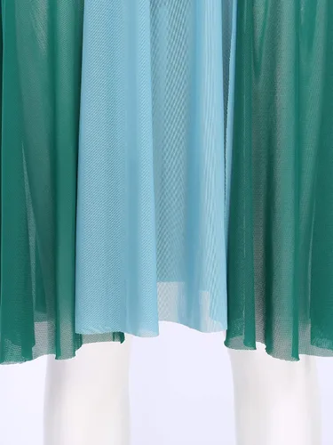 Vista 6 de Vestido de baile asimétrico de malla para mujer, vestido de baile lírico con bloques