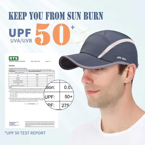 Vista 26 de ELLEWIN Gorra de béisbol unisex UPF 50 sin estructura, con pico grande y plegable