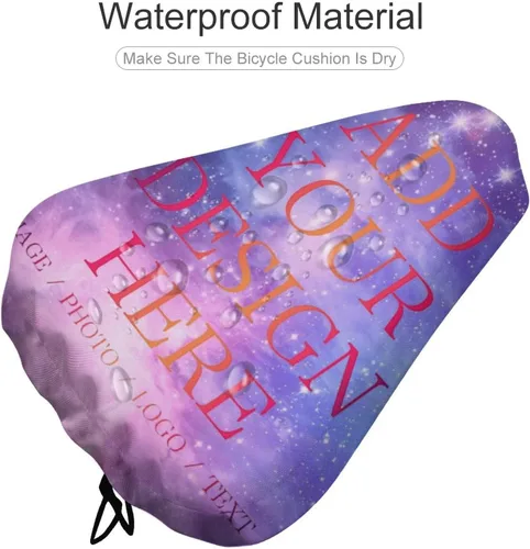 Vista 4 de Funda de asiento de bicicleta impermeable personalizada, funda de lluvia personalizada para asiento de bicicleta con cordón, añade tu diseño