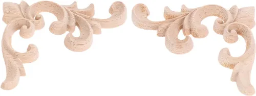 Vista 9 de 4pcs madera tallada apliques onlays esquina flor tallado calcomanías