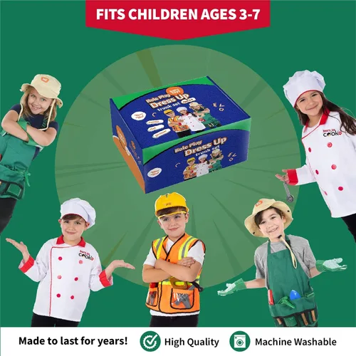 Vista 6 de Born Toys 3-in-1 Toddler Dress Up Clothes for Boys & Girls Ages 3-7, Pretend Play Career Outdoor Adventure Set