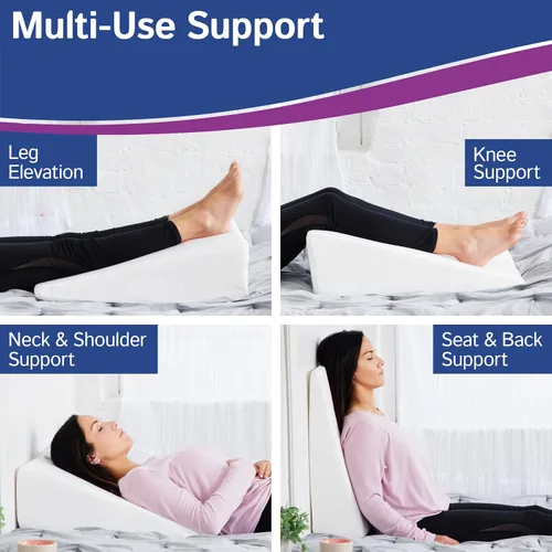 Vista 2 de Almohada de cuña de cama con parte superior de espuma viscoelástica de 7.5 pulgadas, ideal para dormir cómodo y reparador, almohada de cuña