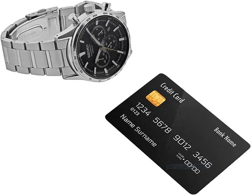 Vista 6 de SEIKO Reloj cronógrafo de cuarzo con esfera negra para hombre SSB413P1, Negro -, Cronógrafo, reloj de cuarzo