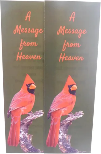 Vista 5 de Paquete de 5 marcapáginas cardenal con mensaje del cielo en la parte posterior, paquete conmemorativo a granel fabricado en los Estados Unidos