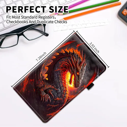 Vista 2 de Funda de cuero estándar para chequera, con bloqueo RFID, cartera para mujer con soporte para tarjetas de cheques duplicadas, multicolor/fantasía