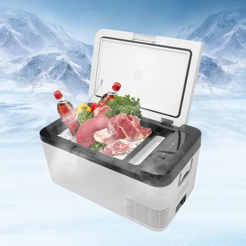 Vista 9 de Refrigerador portátil para automóvil, 12/24 V CC y 110-240 V CA (-4 °F ~ 68 °F) 18 L/19 cuartos de galón, mini refrigerador para RV, furgoneta