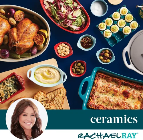 Vista 3 de Rachael Ray Ceramics - Juego de gratin ovalado, dos piezas de 355 ml, color azul agave