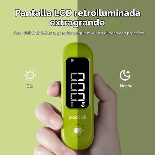Vista 2 de pack all Báscula de equipaje de 110 libras, báscula digital de equipaje de mano, báscula de peso para maleta de viaje con pantalla LCD, batería
