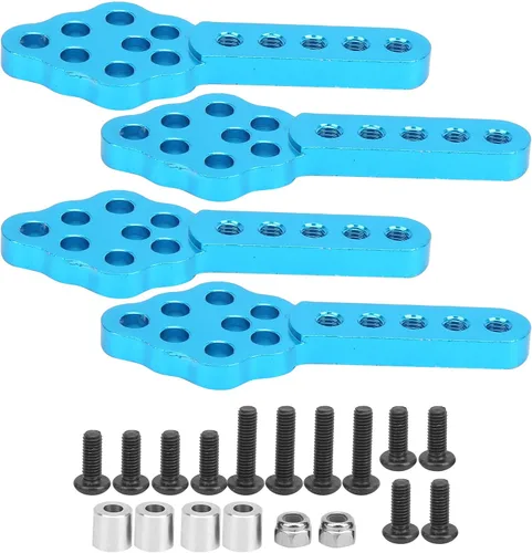 Vista 4 de Soporte de amortiguador RC, ángulo de altura ajustable, soporte de choque RC Crawler, 4 piezas de aleación de aluminio azul, para entusiastas de RC