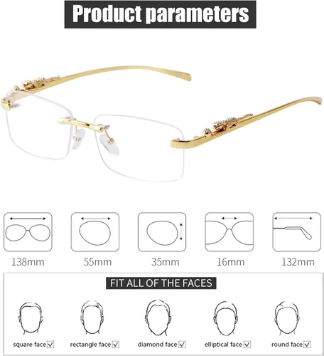 Vista 4 de JUDOO Retro Rimless Rectangle Sunglasses for Men Women Trendy Frameless Tinted Lens Eyewear