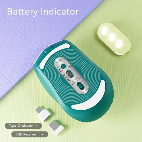 Vista 4 de Uciefy Ratón Bluetooth Inalámbrico, (BT5.0/5.1+2.4GHz) Ratón LED Recargable USB C Nivel de Batería Visible, Cubierta Magnética de Nido de Miel
