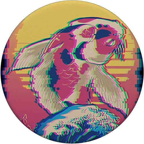 Vista 3 de Carpa japonesa Koi Fish Great Wave Off Kanagawa Vaporwave PopSockets intercambiables PopGrip
