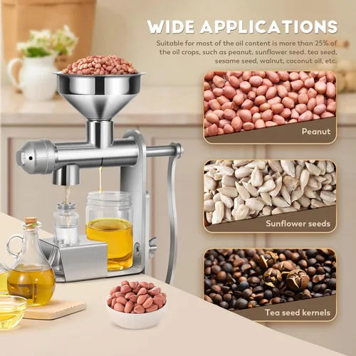 Vista 2 de Máquina manual de prensa de aceite frío Extractor de aceite doméstico Expulsor de nueces de maní y aceite de semilla para prensa física y expulsión