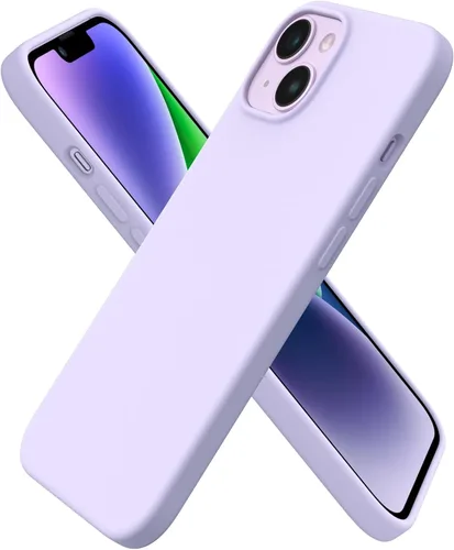 Vista 13 de ORNARTO Funda para iPhone 14 de 6.1 pulgadas, cubierta delgada de silicona Azul bebé