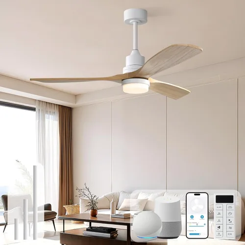 Vista 18 de Sofucor Ventilador de techo de 52 pulgadas con control remoto de luces, 3 postes para ventilador de techo interior y exterior con control remoto