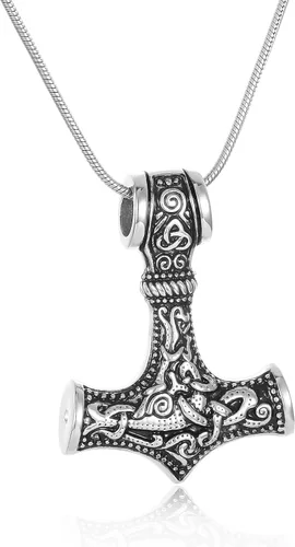 Vista 12 de Collar de urna de talismán de martillo de Thor vikingo nórdico para cenizas, acero inoxidable para hombre, joyería de cremación vintage, amuleto