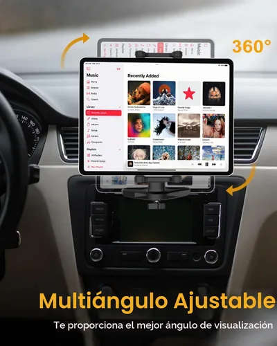Vista 3 de Soporte para tablet con ranura para CD de automóvil con brazo ajustable, rotación universal de 360° para camión, reproductor de CD y tableta