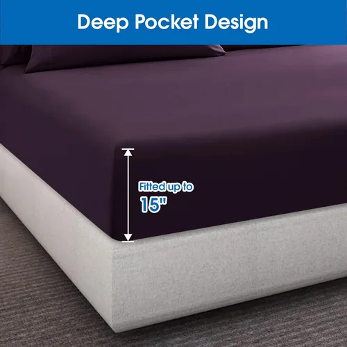 Vista 94 de HOMEIDEAS Sábanas de cama tamaño completo – Juego de 6 piezas (azul aguamarina) – Sábanas de ropa de cama de microfibra cepillada extra suave