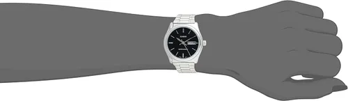 Vista 4 de Casio LTP-V006D-1B2 Reloj de fecha con esfera negra de acero inoxidable estándar para mujer, Blanco, Movimiento de cuarzo