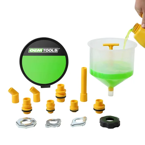 Vista 10 de OEMTOOLS 87045 Kit de embudo de llenado de refrigerante sin derrames con probador de refrigerante, kit de embudo de refrigerante sin derrames, kit