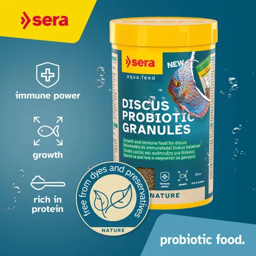 Vista 2 de Sera Discus Prob Granules 4 oz Discus Fish Food con probióticos