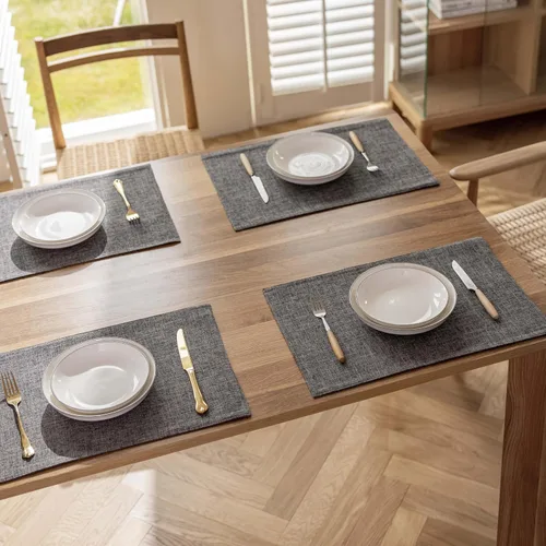 Vista 121 de Demetex - Juego de 4 manteles individuales de mesa de estilo rústico, resistentes al calor, de lino, lavables, de tela, manteles individuales