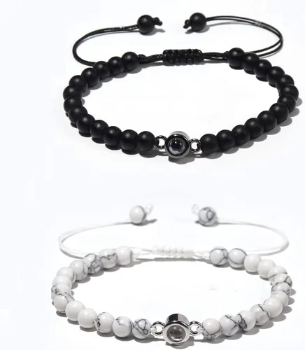 Vista 4 de I Love You - Pulseras a juego en 100 idiomas, regalos para parejas para mis hombres, novio, novia, marido, mi amor, alma gemela, prometida, regalo