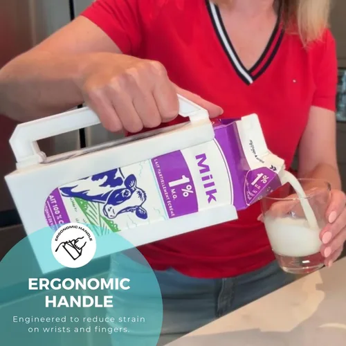 Vista 8 de Carton Caddy Soporte XL de cartón de leche de medio galón con asa, caja de jugo, botella de refresco y soporte de leche de medio galón con asa, sin