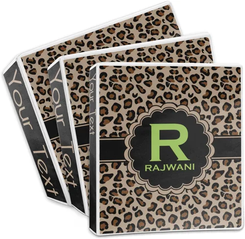 Vista 3 de Carpeta personalizada de 3 anillas con diseño de leopardo de granito - 2 pulgadas