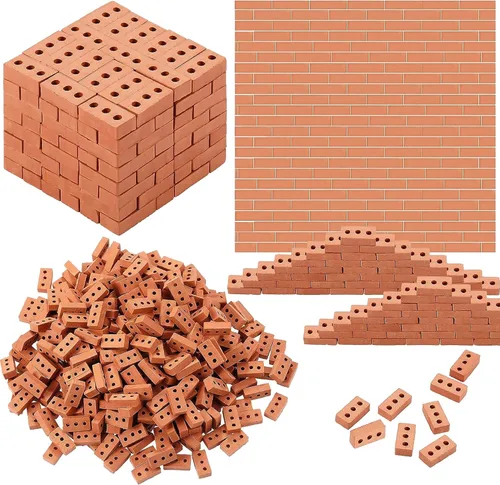 Vista 7 de Cayway 120 piezas de mini ladrillos pequeños para paisajismo, ladrillos en miniatura, ladrillos pequeños para manualidades, ladrillos falsos