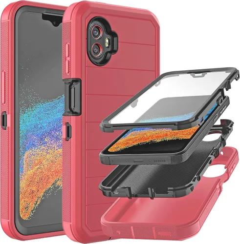 Vista 8 de Funda para Galaxy Xcover 6 Pro con protector de pantalla integrado, a prueba de caídas, funda duradera de 3 capas, a prueba de golpes, funda de goma