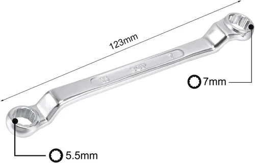 Vista 2 de uxcell Llave métrica de extremo de caja doble con desplazamiento de 12 puntos de 0.217 in x 0.276 in, cromada, acero Cr-V