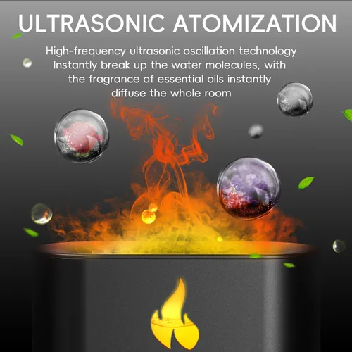 Vista 6 de Yaledi Difusor de Llama de Chimenea, Lámpara de Sal del Himalaya de 250ml de Aceites Esenciales para Aromaterapia, Humidificador Ultrasónico